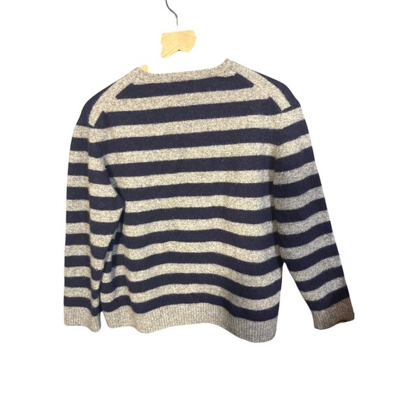 Daniel Cremieux Striped Lambs Wool Crew Neck Sweater Navy Gray Womens XXL - Picture 2 of 3
